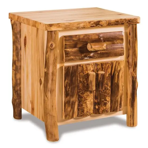 ASPEN HIGHLANDS ENCLOSED LOG STORAGE NIGHTSTAND