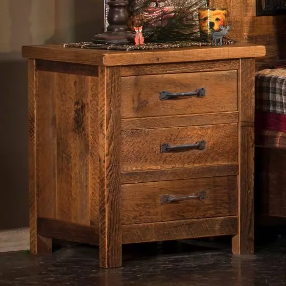 TIMBER FRAME 3 DRAWER RECLAIMED BARN WOOD NIGHTSTAND