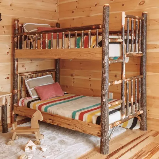 SARANAC HICKORY LOG BUNK BED