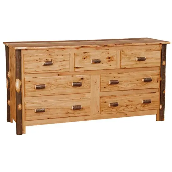 SARANAC HICKORY 7 DRAWER LOG DRESSER