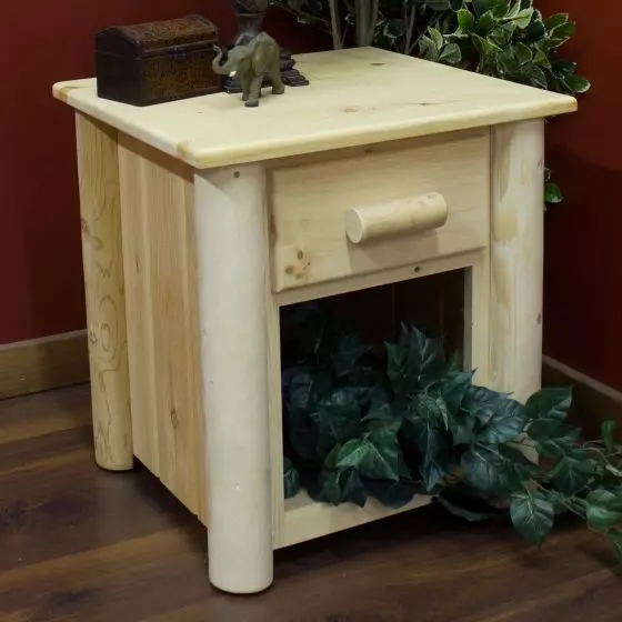 LAKELAND FRONTIER 1 DRAWER LOG NIGHTSTAND