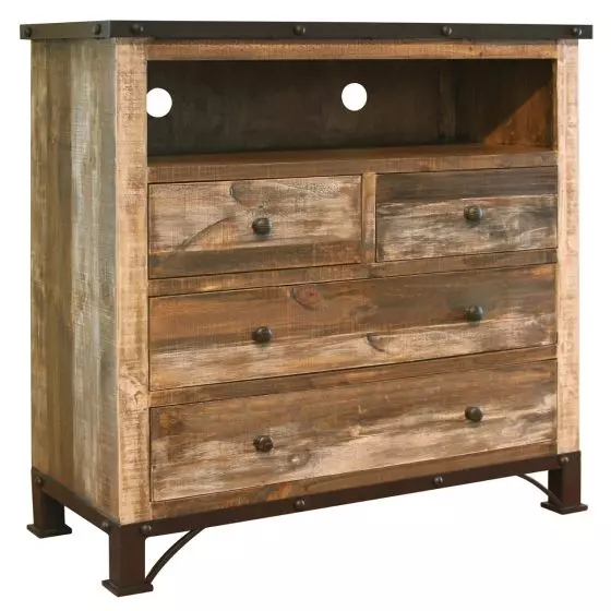 ANTIQUE BARNWOOD 4 DRAWER TV CHEST