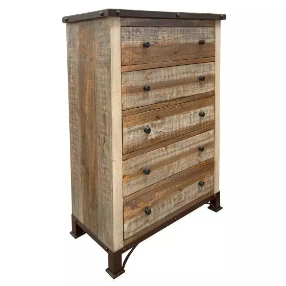 ANTIQUE 5 DRAWER BARNWOOD CHEST