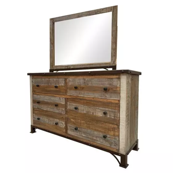 ANTIQUE 6 DRAWER BARNWOOD DRESSER