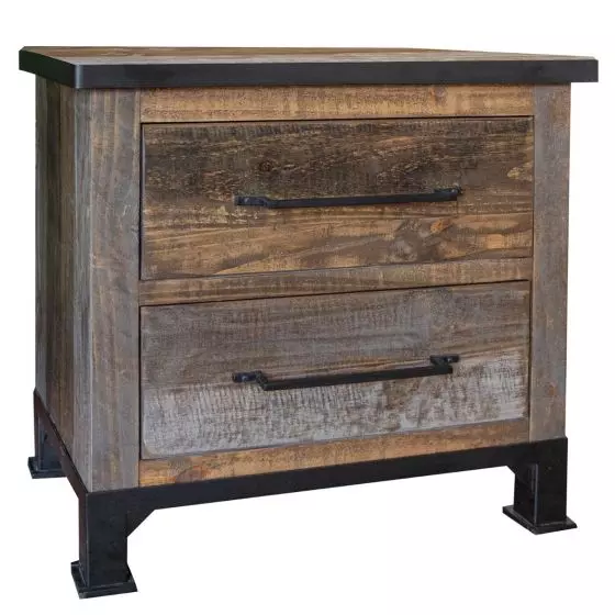 ANTIQUE GRAY 2 DRAWER BARNWOOD NIGHTSTAND