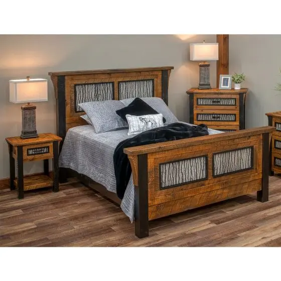 WINTER FOREST RUSTIC BARNWOOD BED