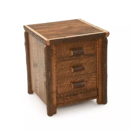RIVER RUSTIC 3 DRAWER BARNWOOD & HICKORY LOG NIGHTSTAND