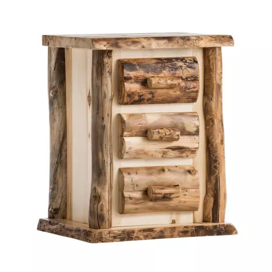 BOULDER MOUNTAIN 3 DRAWER ASPEN LOG NIGHTSTAND