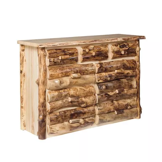 RUSTIC COLORADO ASPEN LOG 9 DRAWER DRESSER
