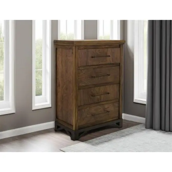 MODERN WALNUT 4 DRAWER CHEST