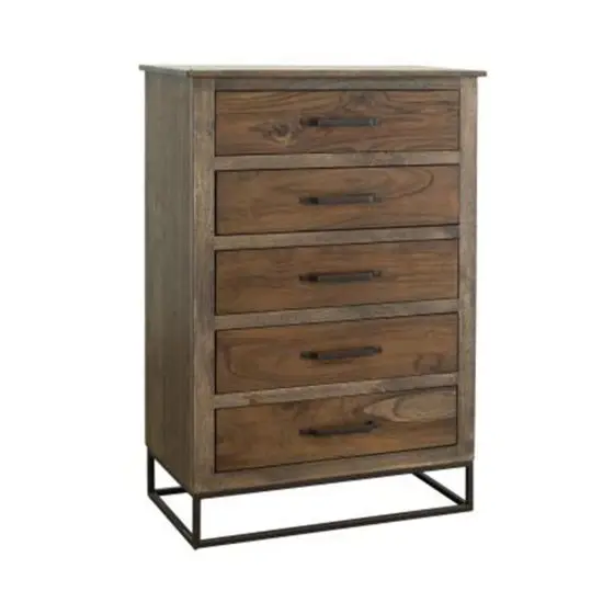 NATURAL TECA 5 DRAWER CHEST