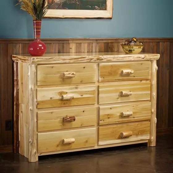 CEDAR LAKE CABIN 8 DRAWER LOG DRESSER