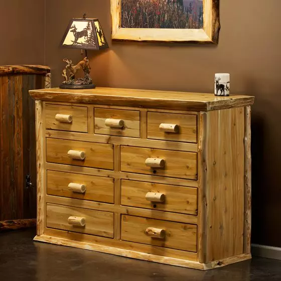 CEDAR LAKE LODGE 9 DRAWER LOG DRESSER