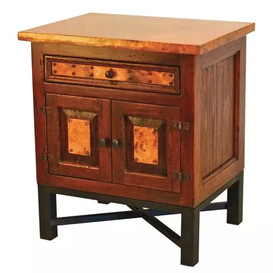 COPENHAGEN COUNTRY HAMMERED COPPER ENCLOSED NIGHTSTAND