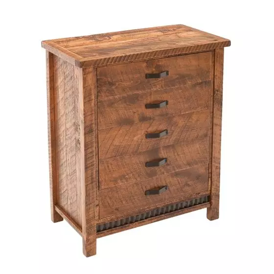 RUSTIC CORRUGATED 5 DRAWER BARNWOOD CHEST