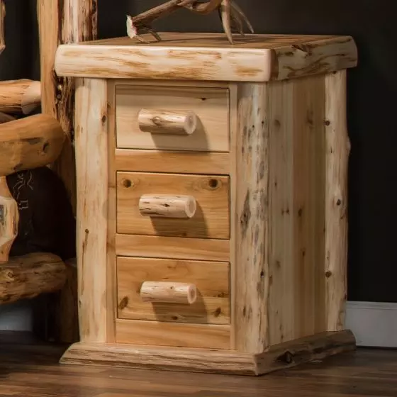 CEDAR LAKE LODGE 3 DRAWER LOG NIGHTSTAND