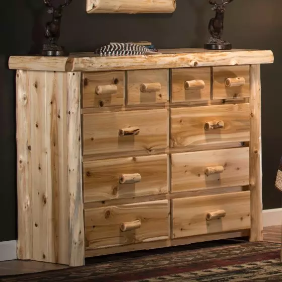 CEDAR LAKE CABIN 10 DRAWER LOG DRESSER