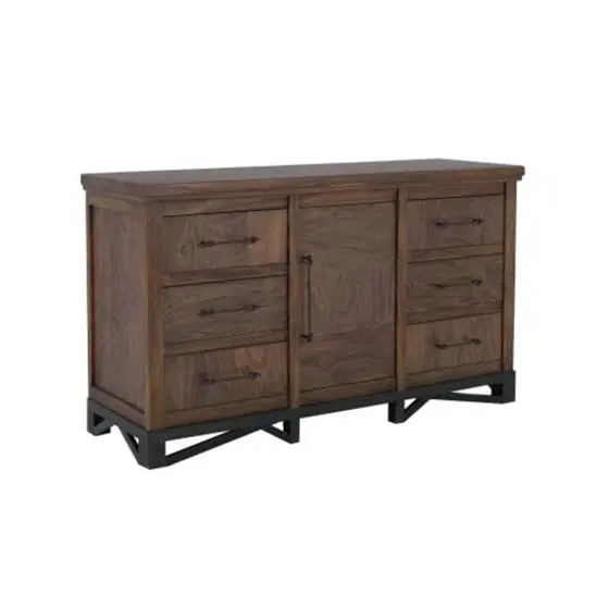 MODERN WALNUT 6 DRAWER WARDROBE DRESSER