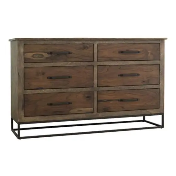 NATURAL TECA 6 DRAWER DRESSER