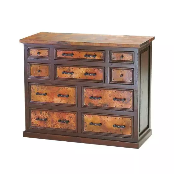 FRANCISCO HAMMERED COPPER 10 DRAWER DRESSER