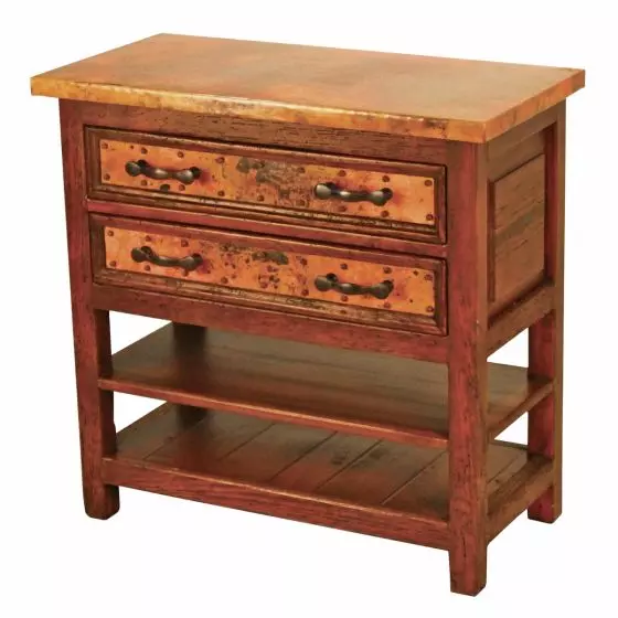 FRANCISCO HAMMERED COPPER 2 DRAWER NIGHTSTAND