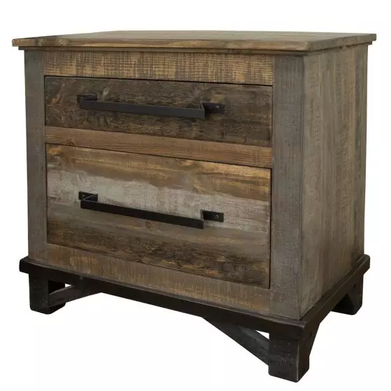 LOFT BROWN 2 DRAWER BARNWOOD NIGHTSTAND