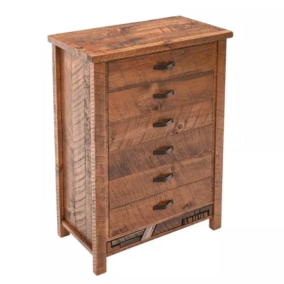 RUSTIC MOSAIC 6 DRAWER BARNWOOD CHEST