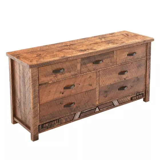 RUSTIC MOSAIC 7 DRAWER BARNWOOD DRESSER