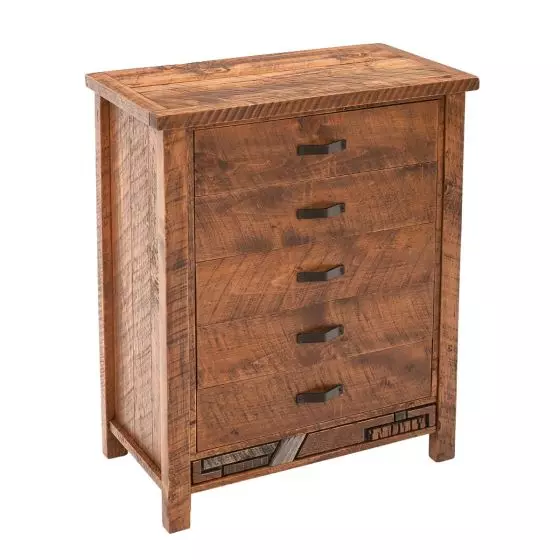 RUSTIC MOSAIC 5 DRAWER BARNWOOD CHEST