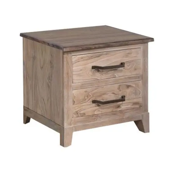 WHITE TEAK 2 DRAWER NIGHTSTAND
