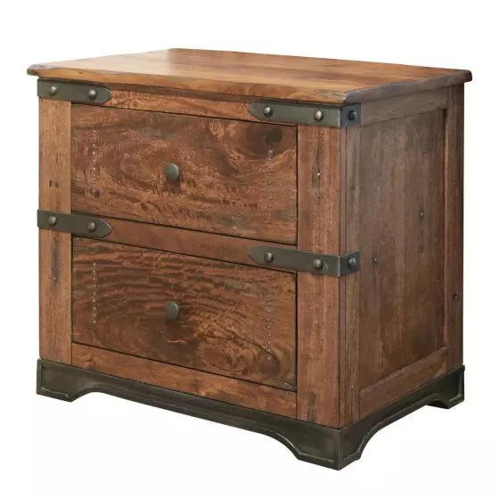 PAROTA 2 DRAWER INDUSTRIAL WOOD NIGHTSTAND