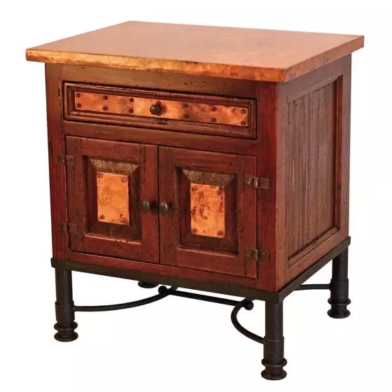 PATTI COUNTRY HAMMERED COPPER ENCLOSED NIGHTSTAND