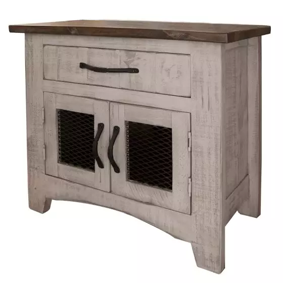 PUEBLO GRAY ENCLOSED FARMHOUSE NIGHTSTAND