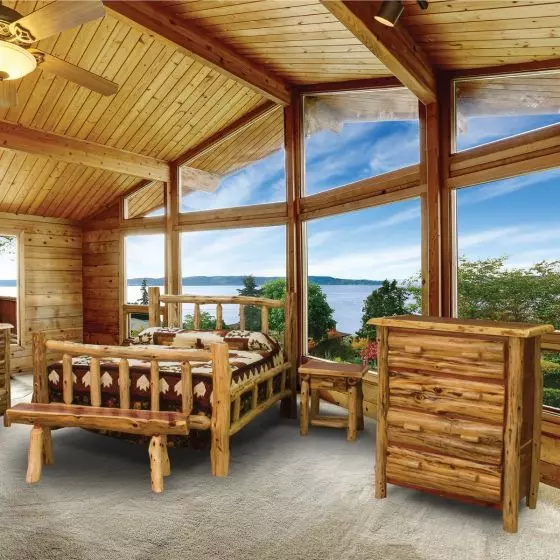 RUST VALLEY RED CEDAR SPINDLED DOUBLE LOG BED