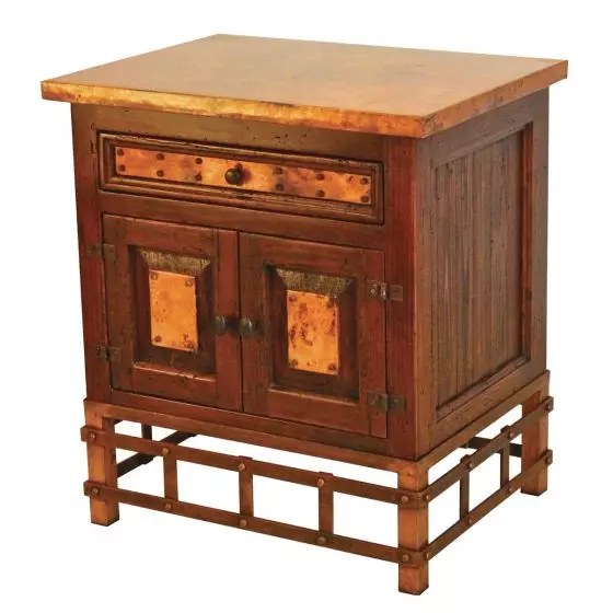 REMACHES COUNTRY HAMMERED COPPER ENCLOSED NIGHTSTAND