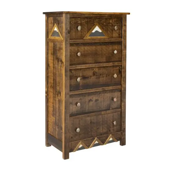 ROCKY MOUNTAIN 5 DRAWER BARN WOOD CHEST