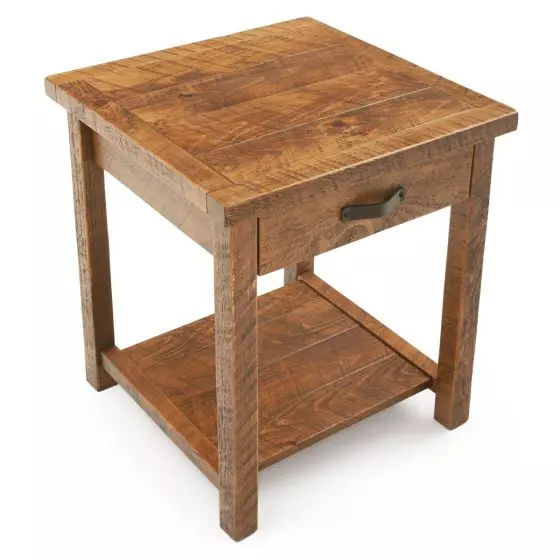 RUSTIC 1 DRAWER OPEN SHELF BARNWOOD NIGHTSTAND