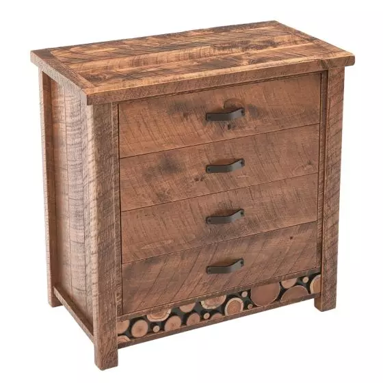 RUSTIC CAMPFIRE 4 DRAWER BARNWOOD CHEST