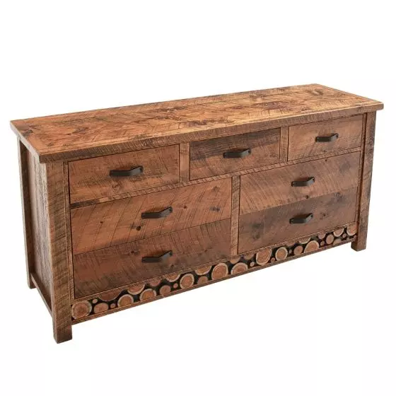 RUSTIC CAMPFIRE 7 DRAWER BARNWOOD DRESSER