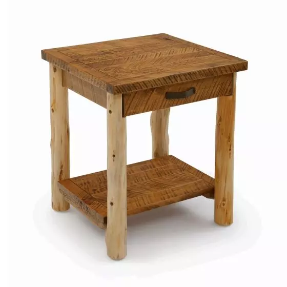 RUSTIC CEDAR POST 1 DRAWER OPEN SHELF NIGHTSTAND