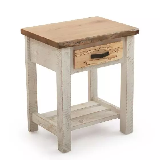 COASTAL CHEVRON COTTAGE 1 DRAWER BARNWOOD NIGHTSTAND