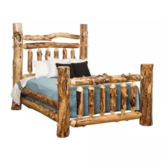 RUSTIC COLORADO ASPEN LOG GRAND BED