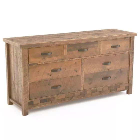 RUSTIC BRICK IN THE WALL 7 DRAWER BARNWOOD DRESSER