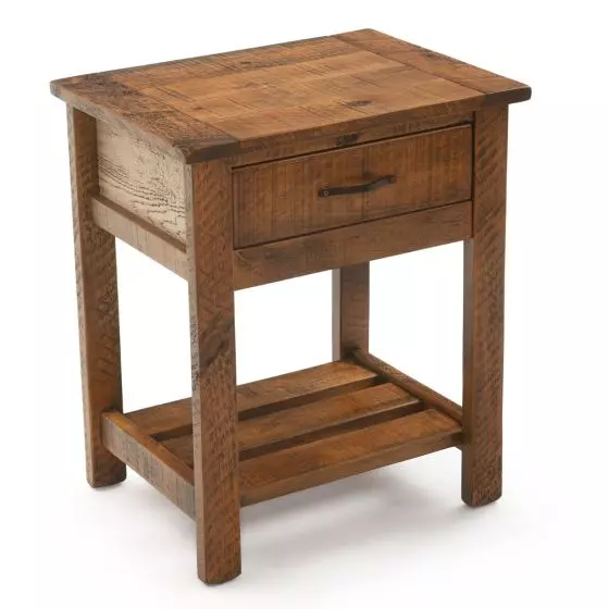 RUSTIC WHITEWASH RANCHERO 1 DRAWER BARNWOOD NIGHTSTAND