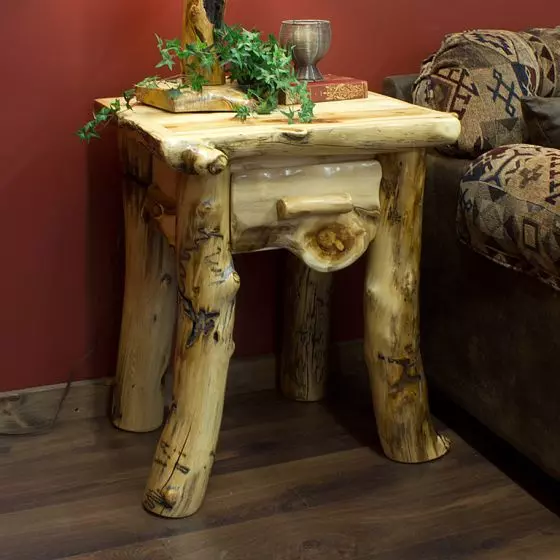 ASPEN LODGE 1 DRAWER LOG NIGHTSTAND
