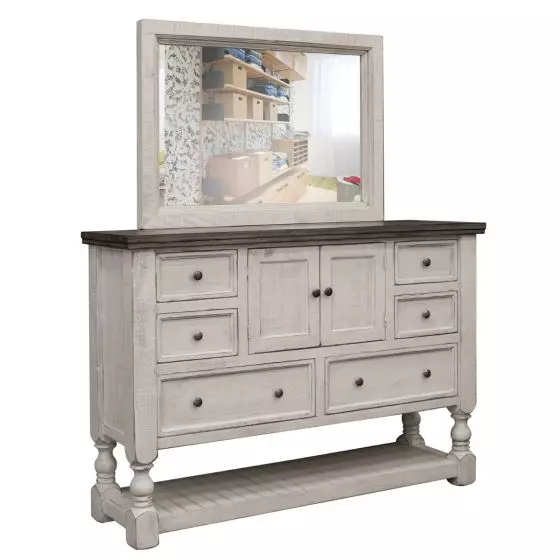STONE COUNTRY FARMHOUSE 6 DRAWER BARNWOOD WARDROBE DRESSER