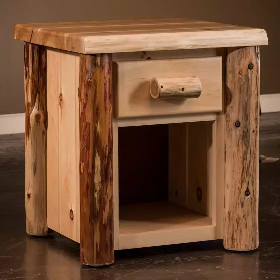 CEDAR LAKE FRONTIER 1 DRAWER LOG NIGHTSTAND