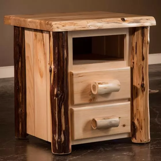 CEDAR LAKE FRONTIER 2 DRAWER LOG NIGHTSTAND