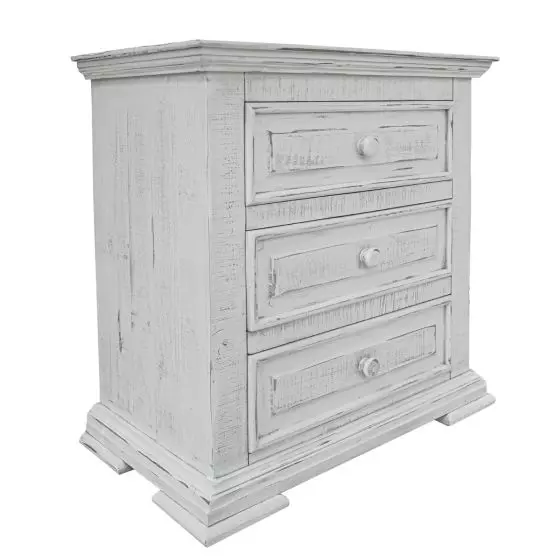 TERRA COTTAGE WHITE 3 DRAWER BARNWOOD NIGHTSTAND