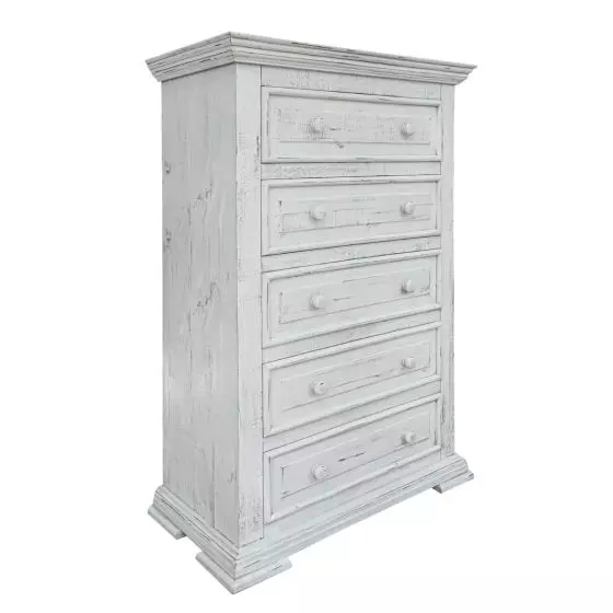 TERRA COTTAGE WHITE 5 DRAWER BARNWOOD CHEST